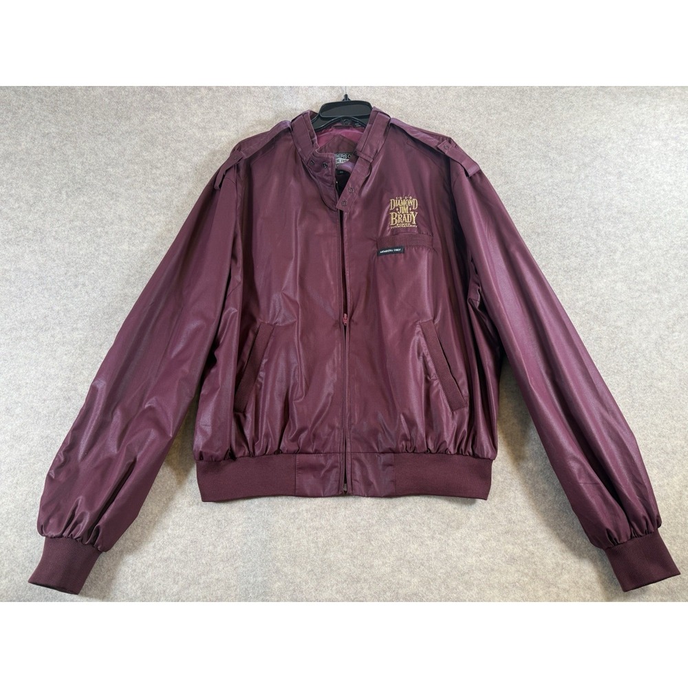 Members Only Mens 46 Burgundy Racer Jacket 1989 Diamond Jim Brady Poker Maroon